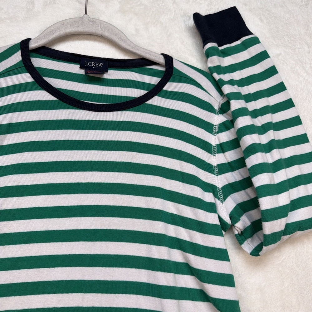 J Crew Pajama Set Women Small Green Stripe 2 Piece Lounge‎ Sleepwear Cotton